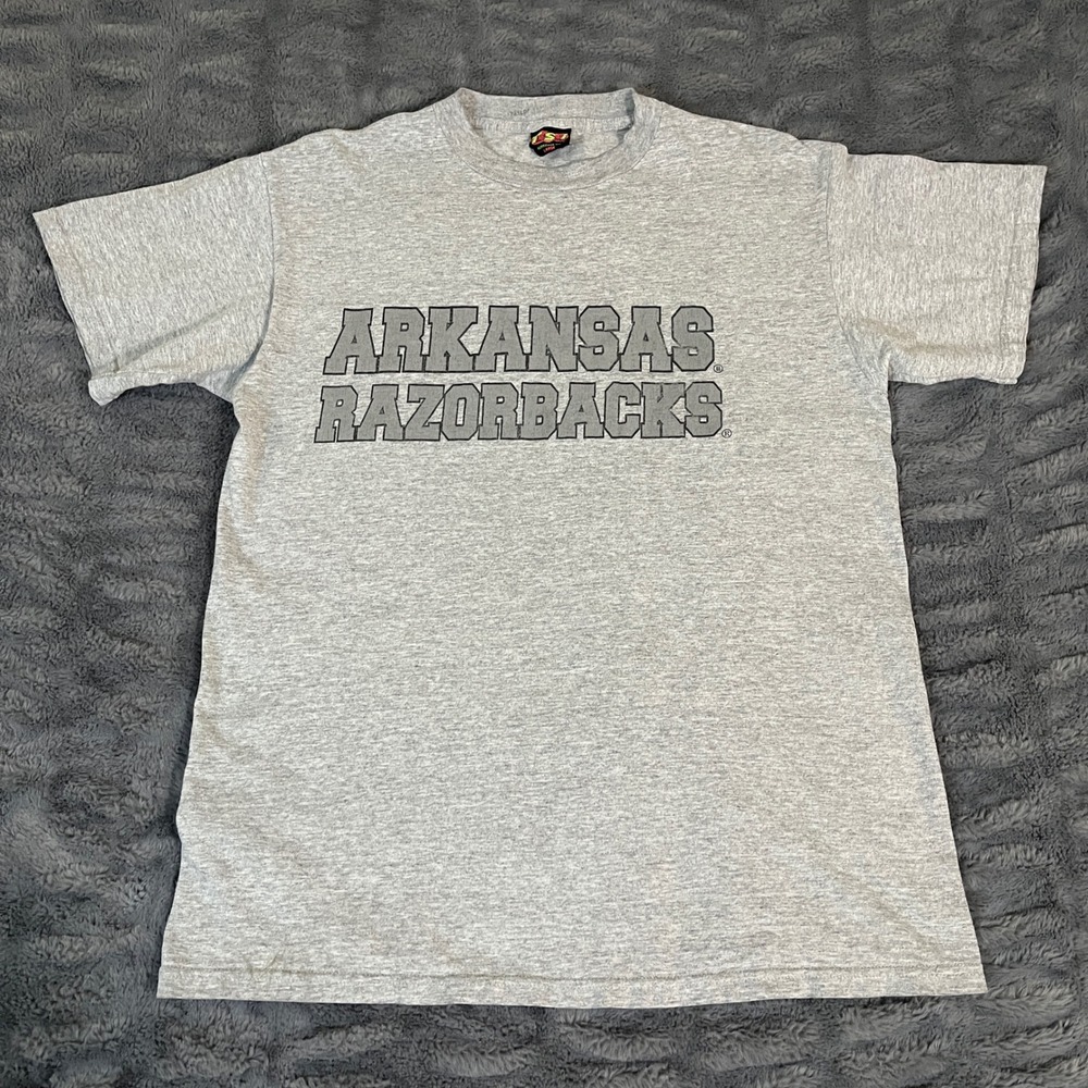Arkansas Razorbacks TShirt Gray Short Sleeve Cotton Mens‎ Large TSI